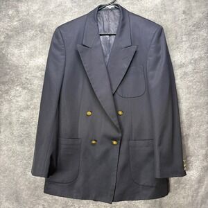Alexandre of England Double Breasted Blazer Men's 40R Navy Blue Gold Buttons